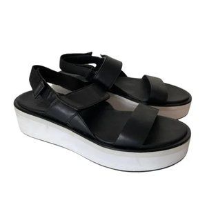 Everlane The Leather Platform Sandals Black white 10